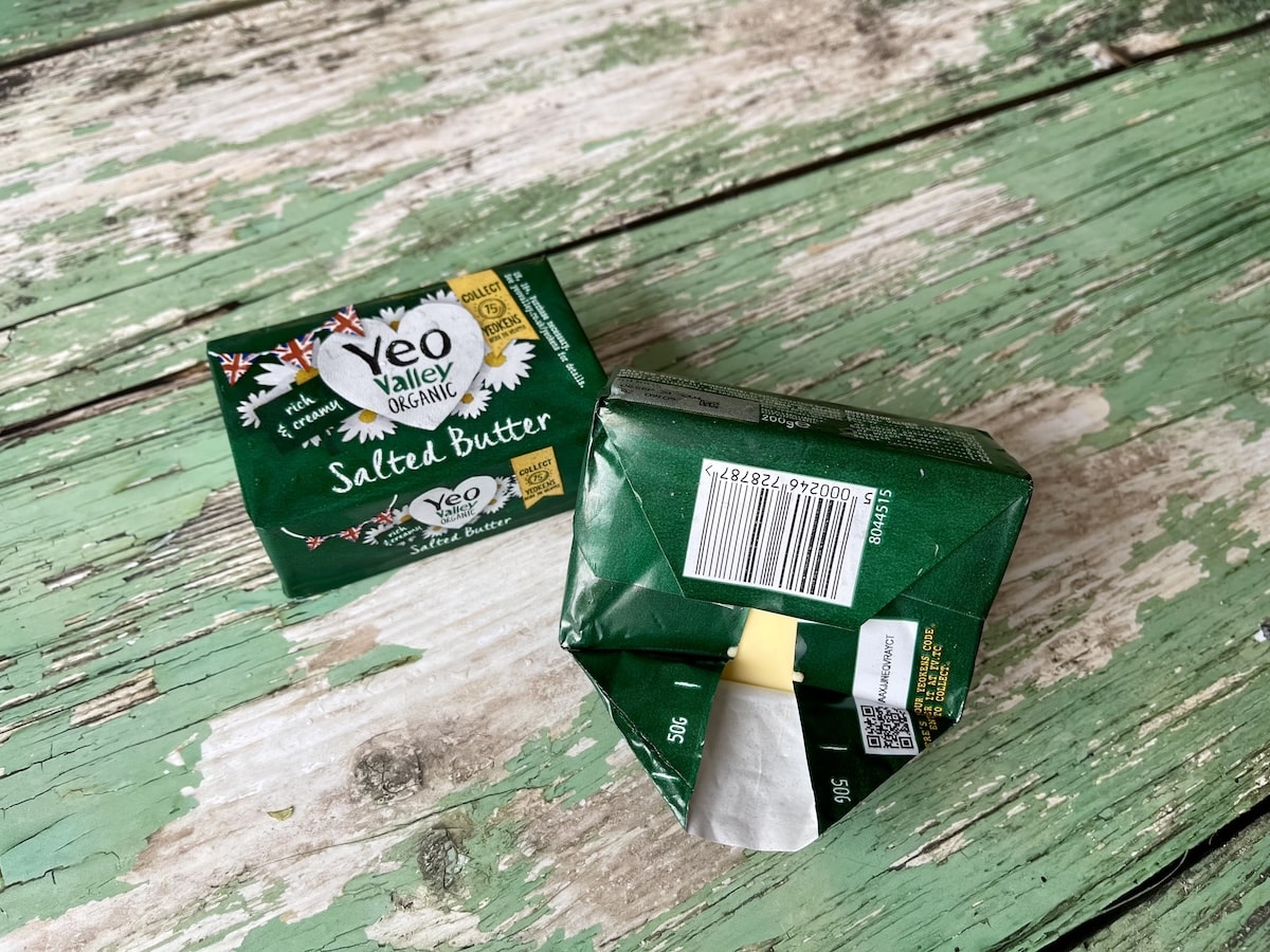 Butter wrapper with QR code